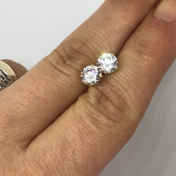 Last Pair left 2 carat lab created diamonds 14k yellow gold - Picture 7 of 8